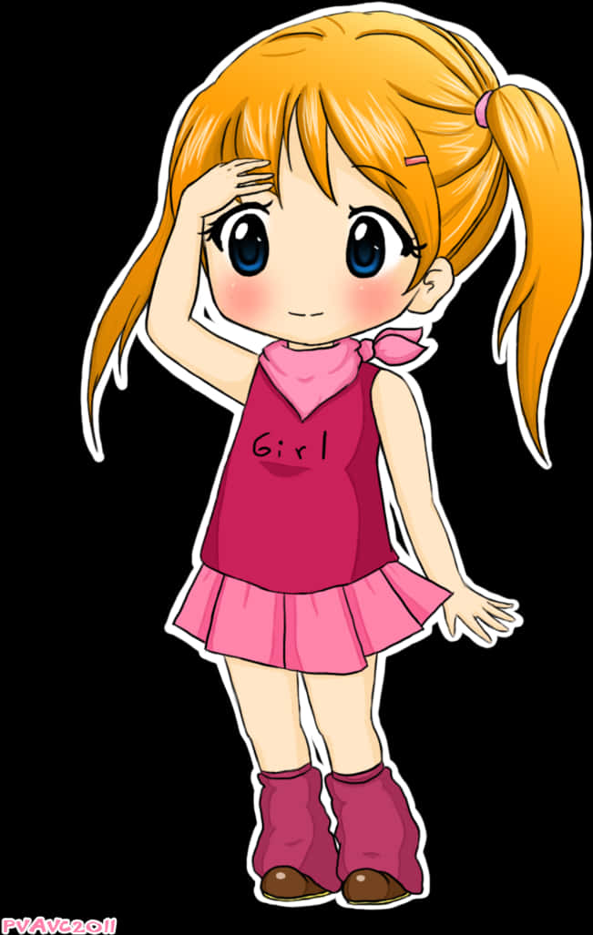 Cute Anime Girl Pink Outfit PNG Image