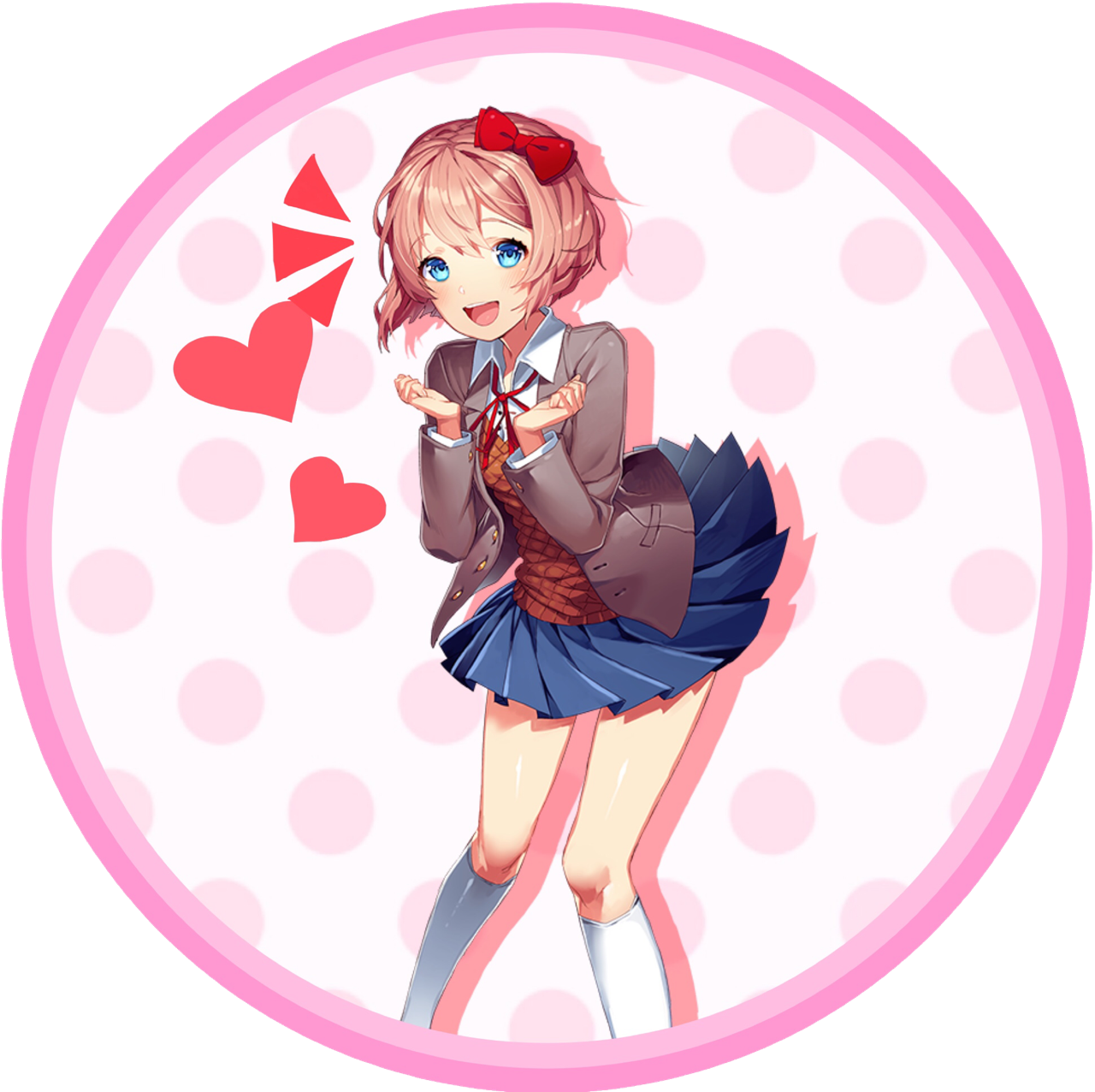 Cute Anime Girlwith Hearts PNG Image