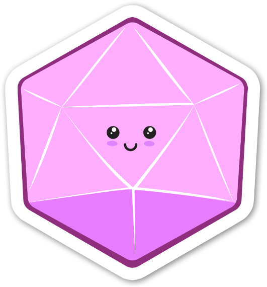 Cute Anthropomorphic D20 Dice Sticker PNG Image