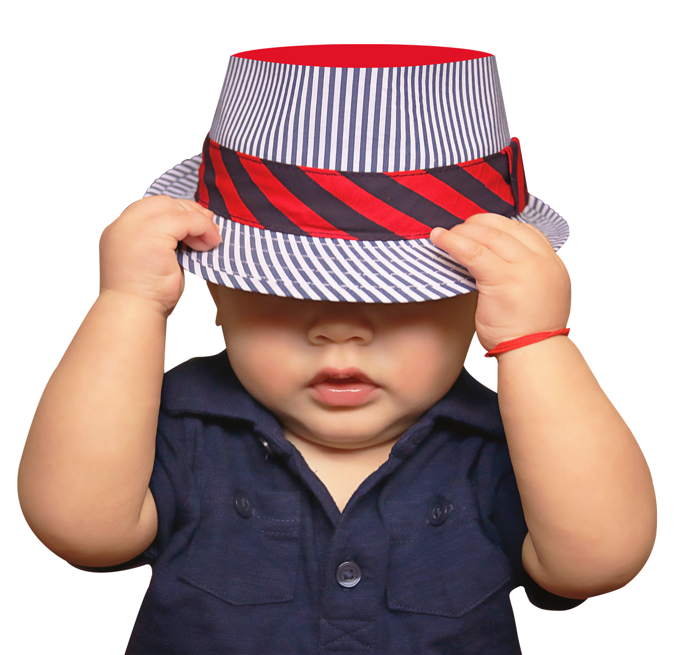 Cute Baby With Striped Hat PNG Image