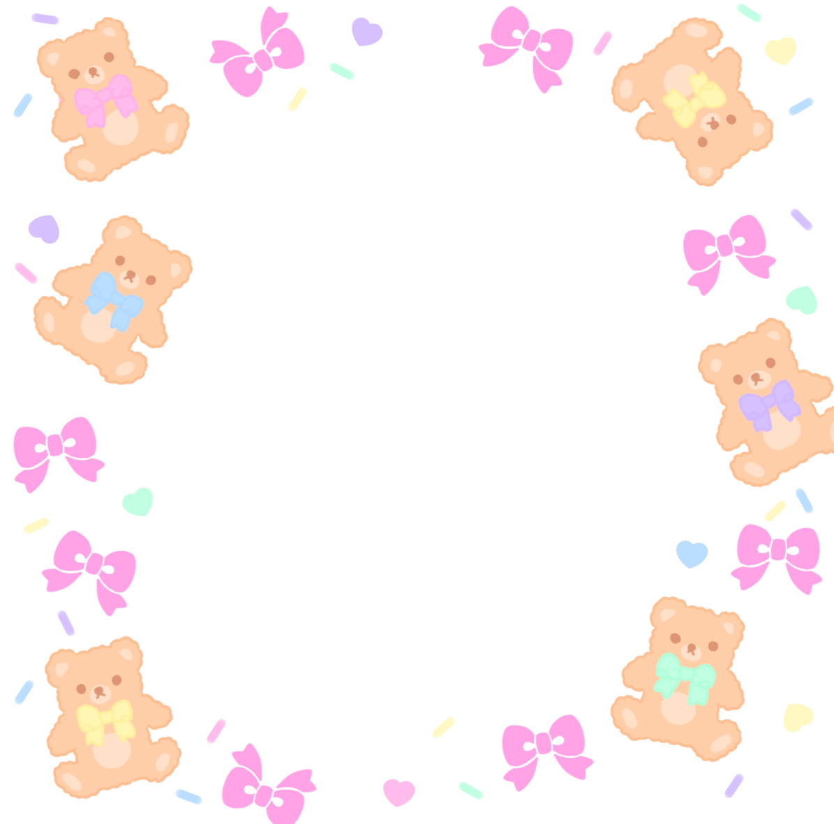 Cute Bearand Bows Pattern PNG Image