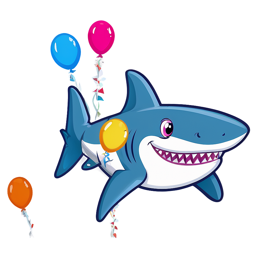 Cute Birthday Shark Illustration Png 78 PNG Image