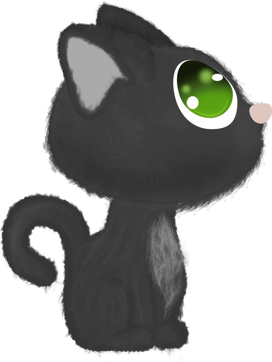 Cute Black Cartoon Cat PNG Image