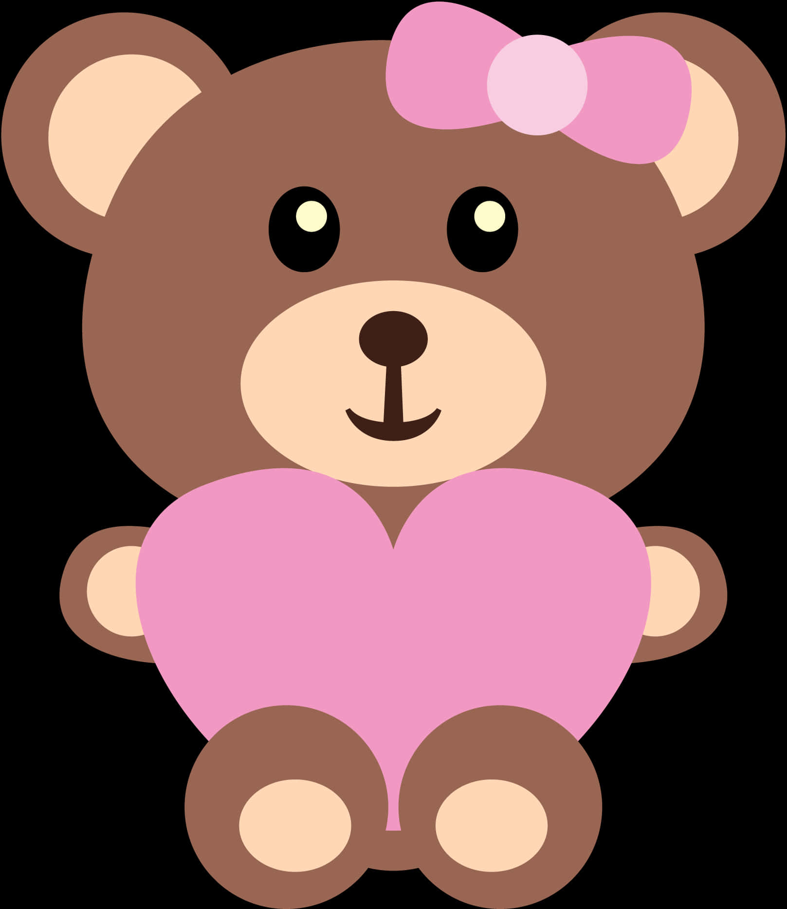 Cute Brown Teddy Bearwith Pink Heart PNG Image