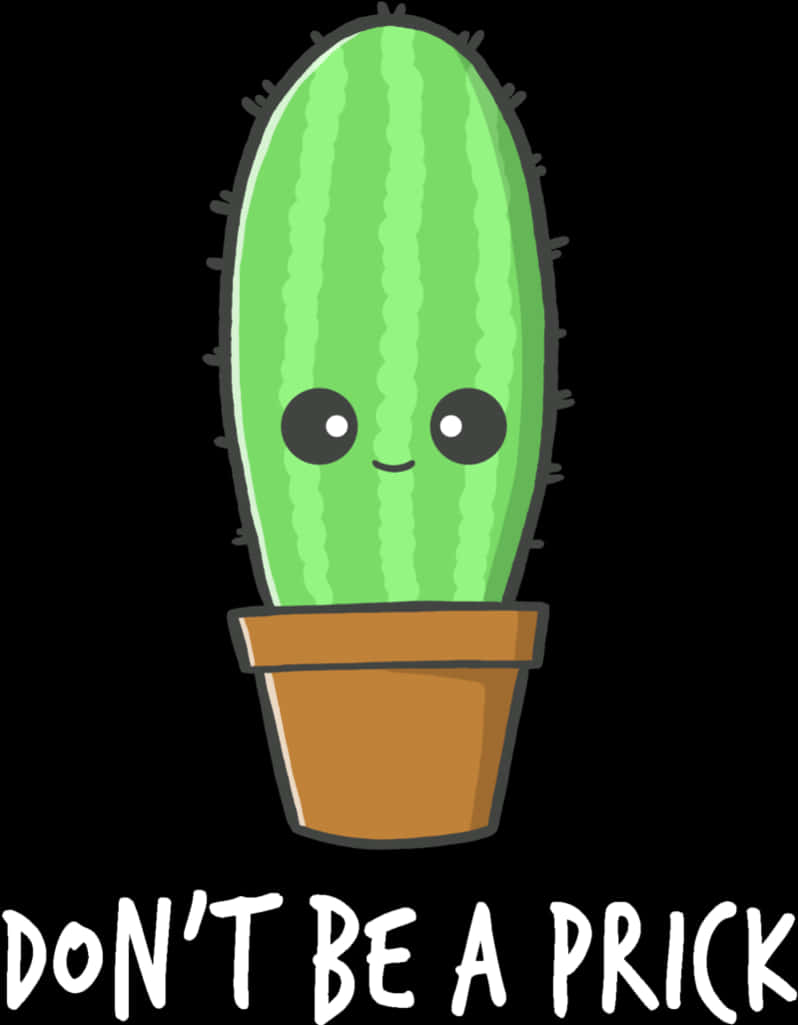 Cute Cactus Cartoon Message PNG Image