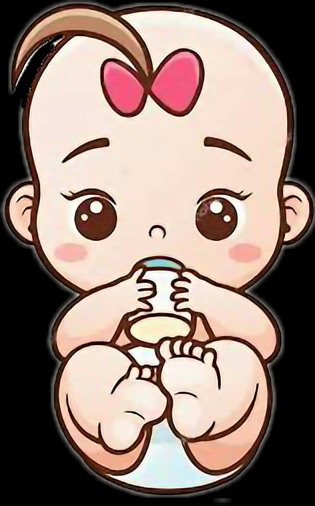 Cute Cartoon Baby Drinking Milk PNG Image