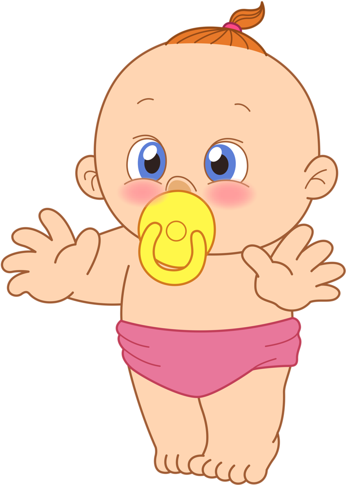 Cute Cartoon Baby With Pacifier PNG Image