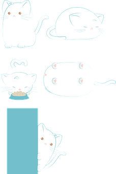 Cute Cartoon Cats Compilation PNG Image