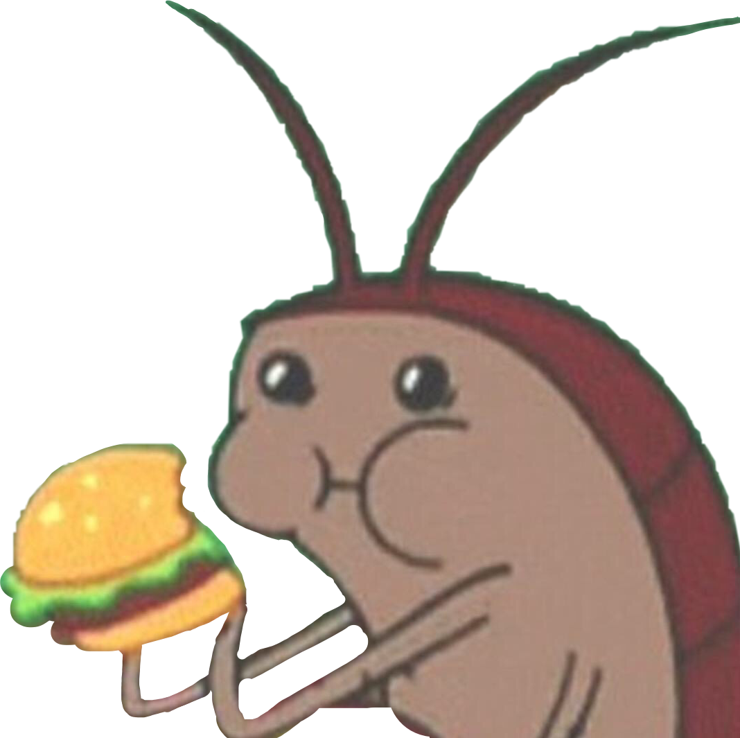 Cute Cartoon Cockroach Holding Burger PNG Image