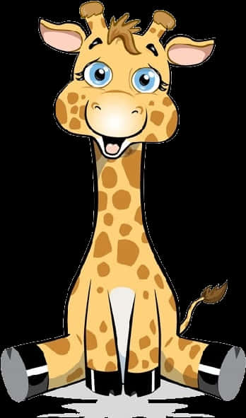 Cute Cartoon Giraffe Sitting PNG Image