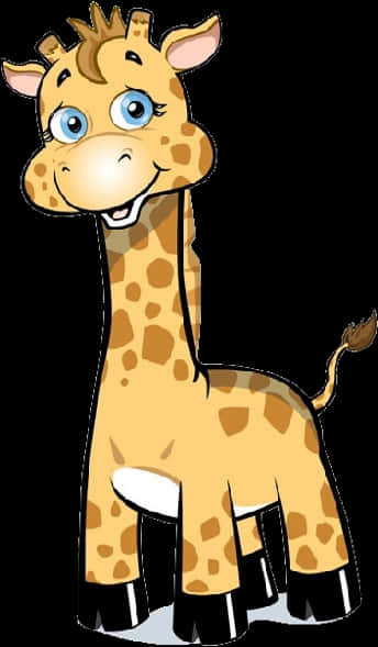 Cute Cartoon Giraffe Standing PNG Image