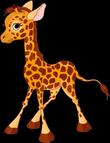 Cute Cartoon Giraffe Standing PNG Image