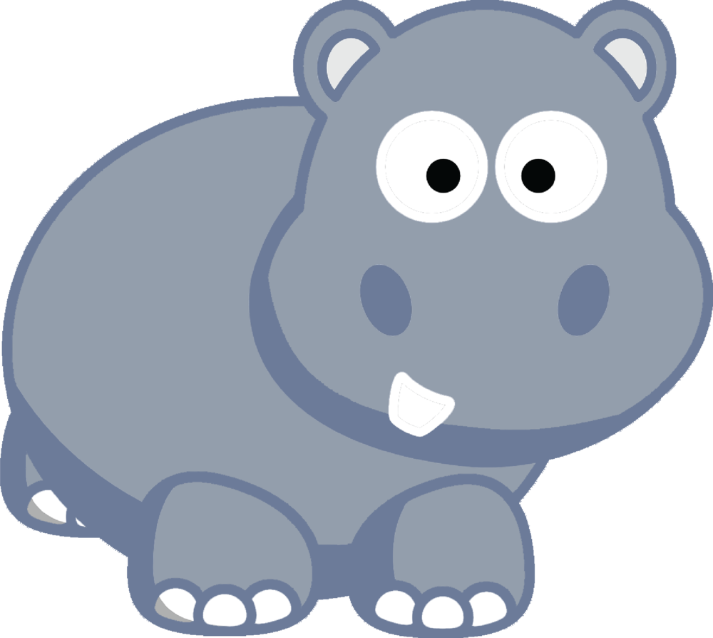 Cute Cartoon Hippo PNG Image