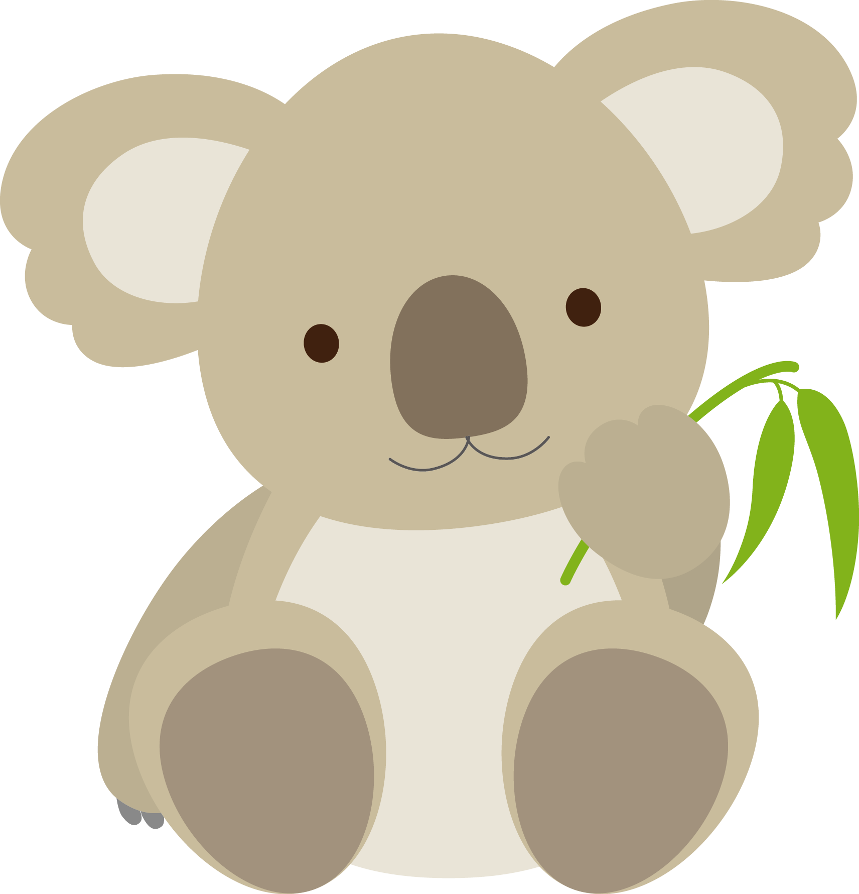 Cute Cartoon Koalawith Eucalyptus PNG Image