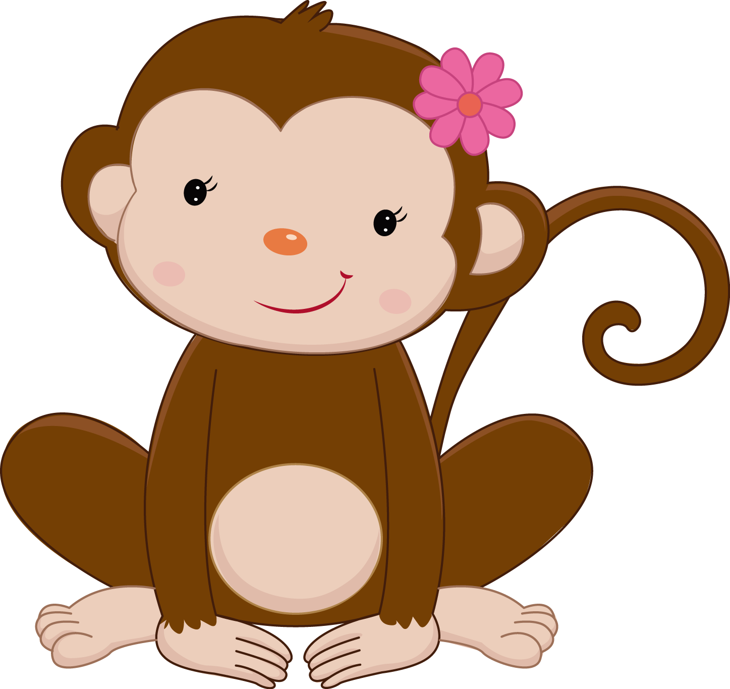 Cute Cartoon Monkeywith Flower PNG Image