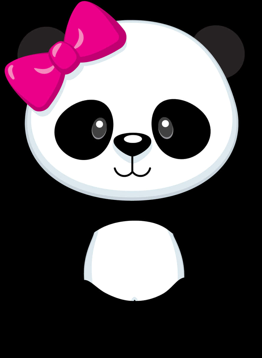 Cute Cartoon Pandawith Pink Bow PNG Image