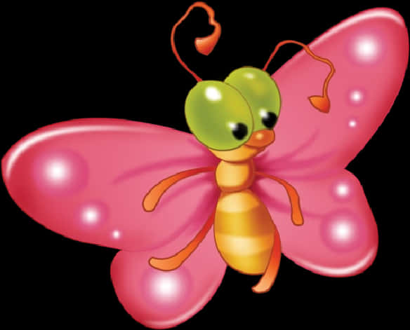 Cute Cartoon Pink Butterfly PNG Image