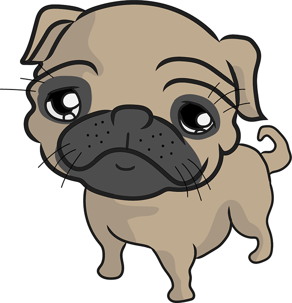 Cute Cartoon Pug Illustration PNG Image