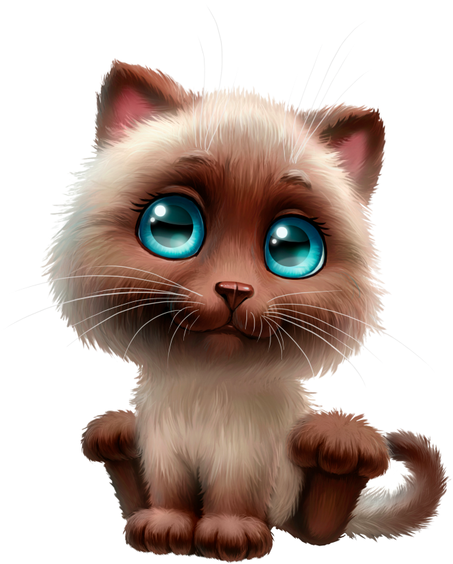 Cute Cartoon Siamese Cat PNG Image