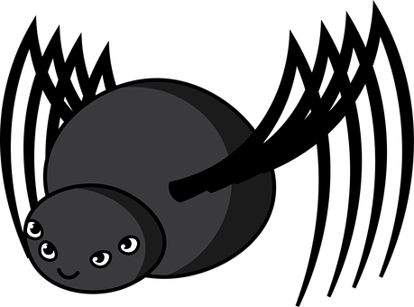 Cute Cartoon Spideron Black Background PNG Image