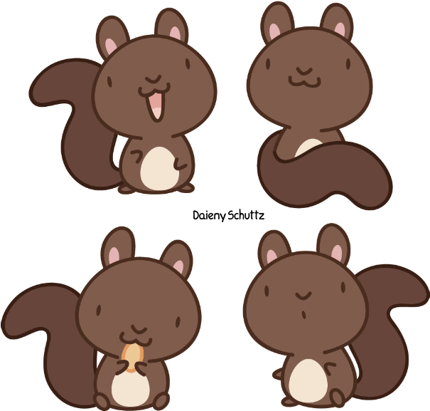 Cute_ Cartoon_ Squirrels_ Set PNG Image