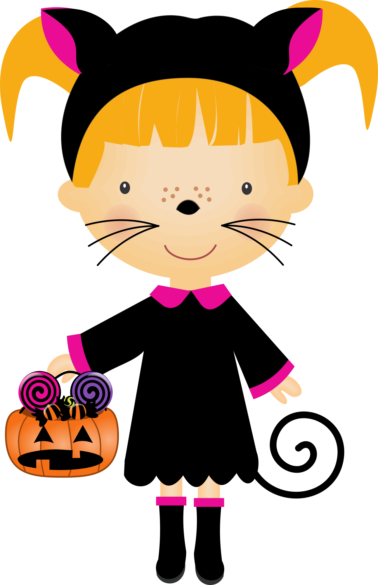 Cute Cat Costume Girl Halloween.png PNG Image