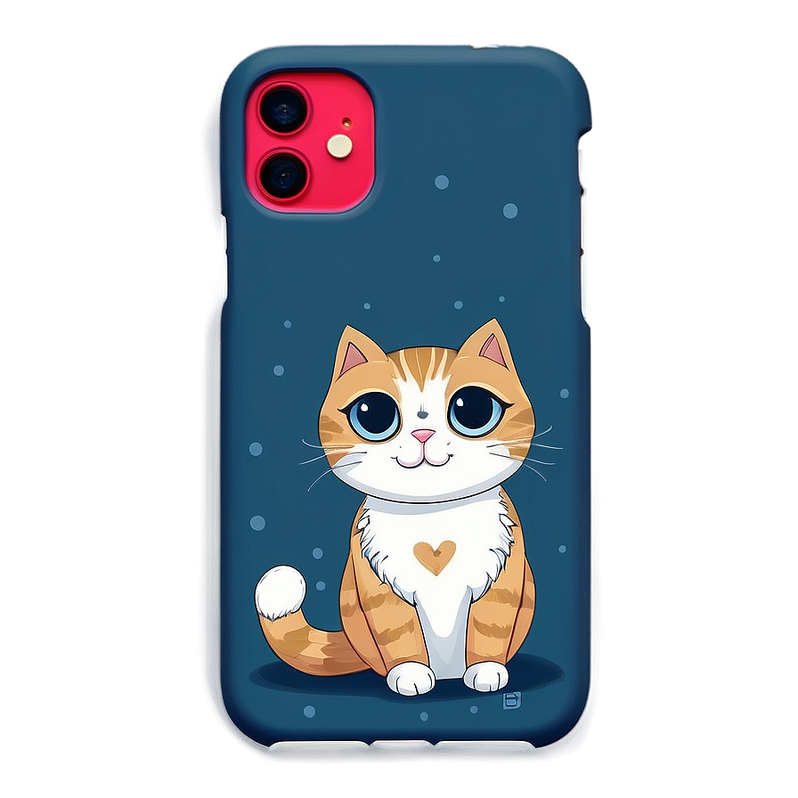 Cute Cat Illustration Phone Case Png 06122024 PNG Image