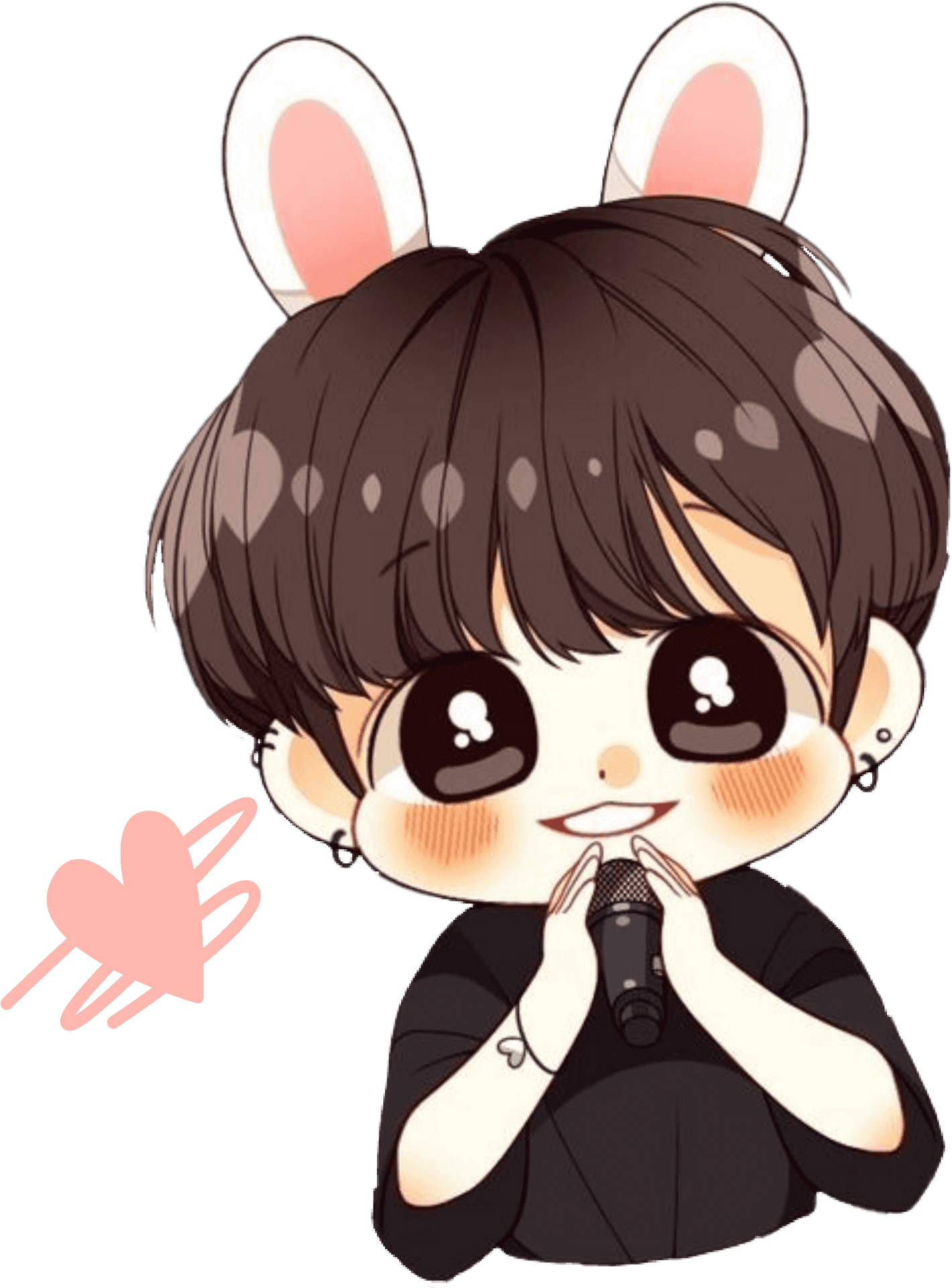 Cute Chibi Bunny Ears Singer.png PNG Image