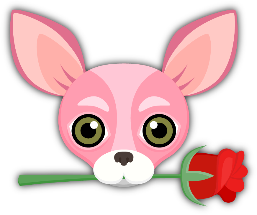 Cute Chihuahua Cartoonwith Rose PNG Image