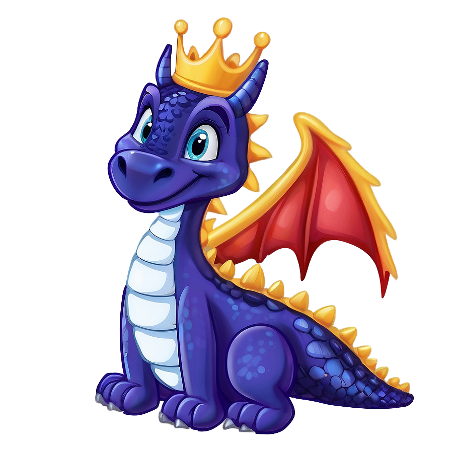 Cute Dragon With Crown Png Rse30 PNG Image