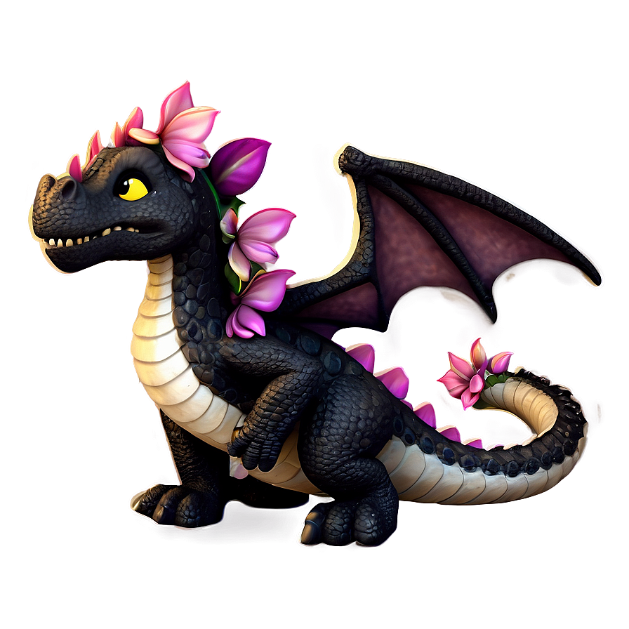 Cute Dragon With Flowers Png 87 PNG Image