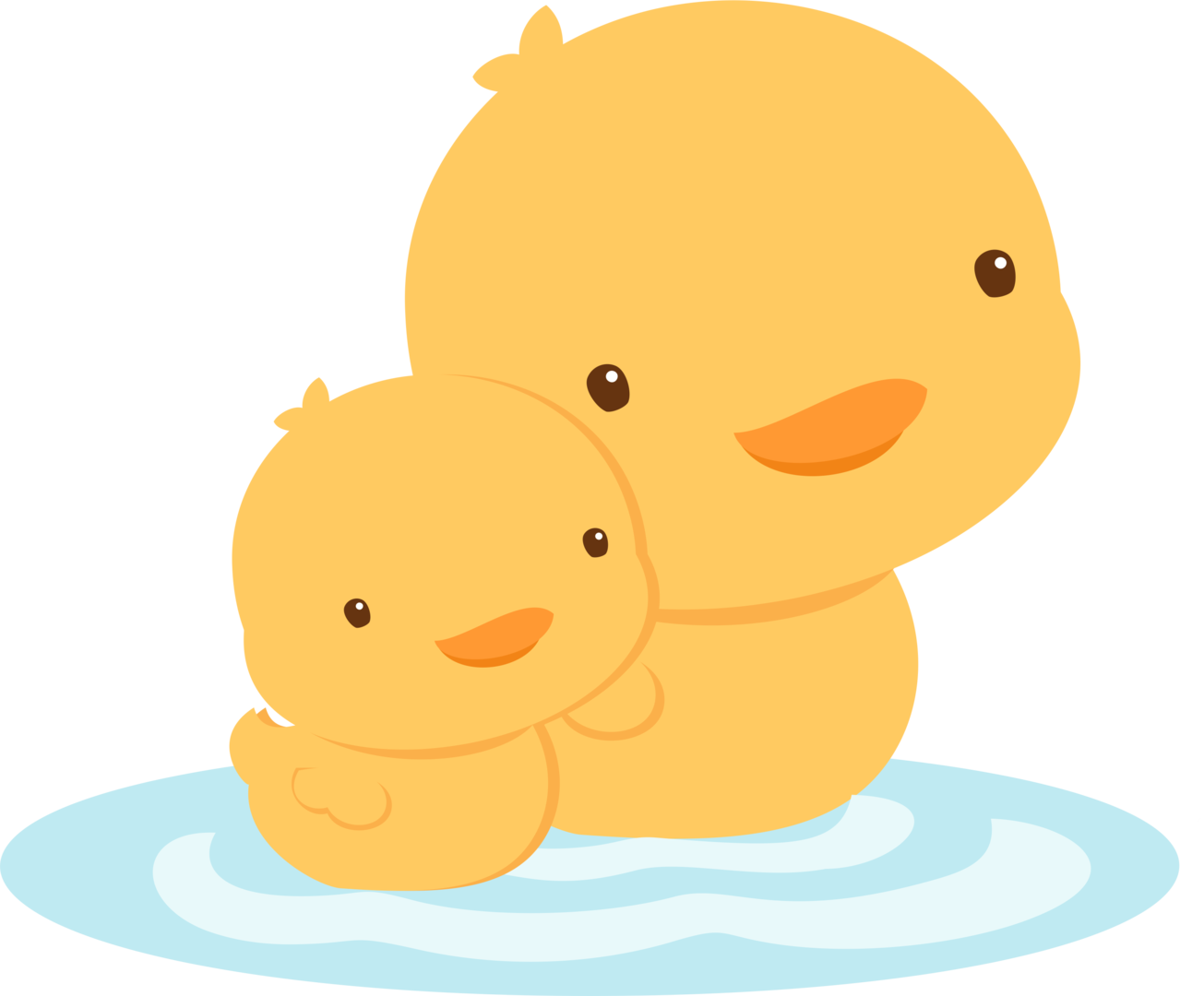 Cute Ducklings Cartoon Illustration PNG Image