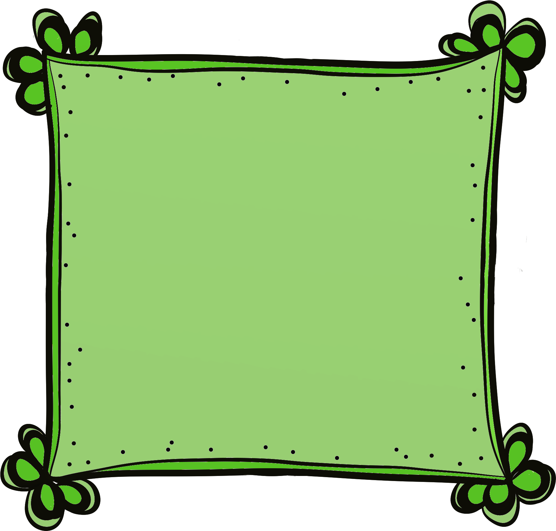 Cute Green Floral Border PNG Image