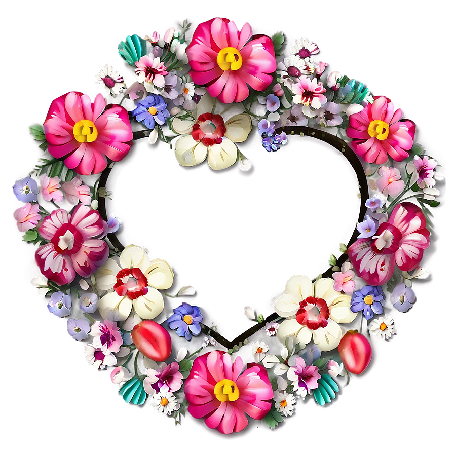 Cute Heart With Flowers Png 05232024 PNG Image