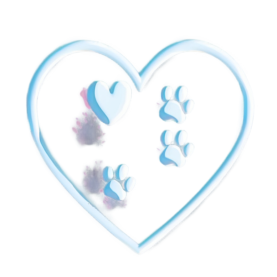 Cute Heart With Paws Png Hmr PNG Image