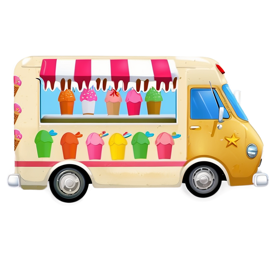 Cute Ice Cream Truck Drawing Png Sbo94 PNG Image