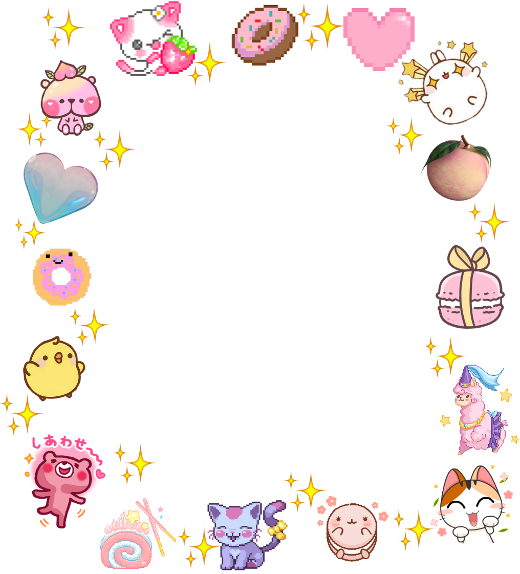 Cute Kawaii Stickers Collection PNG Image