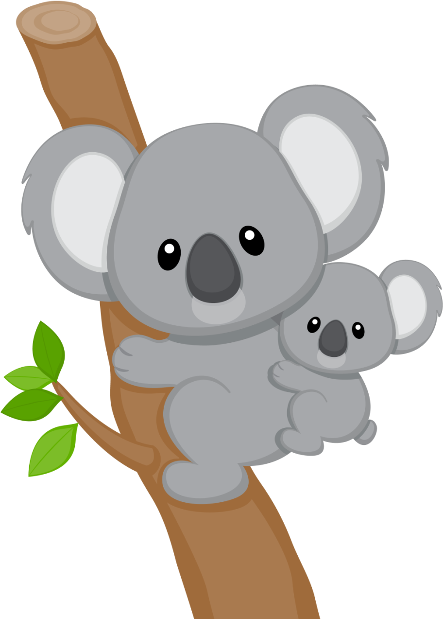 Cute Koalaand Joey Cartoon PNG Image