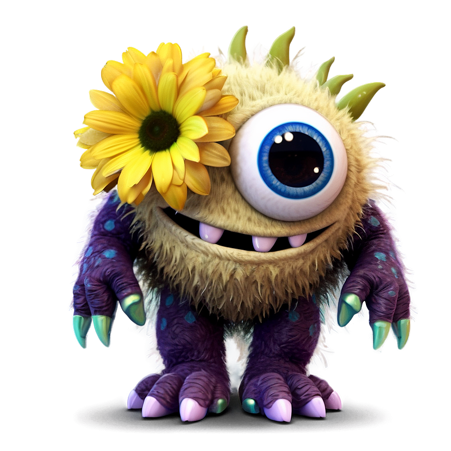 Cute Monster With Flowers Png 06272024 PNG Image