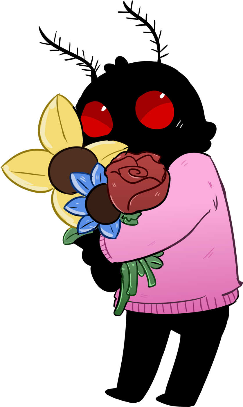 Cute Mothmanwith Flowers PNG Image