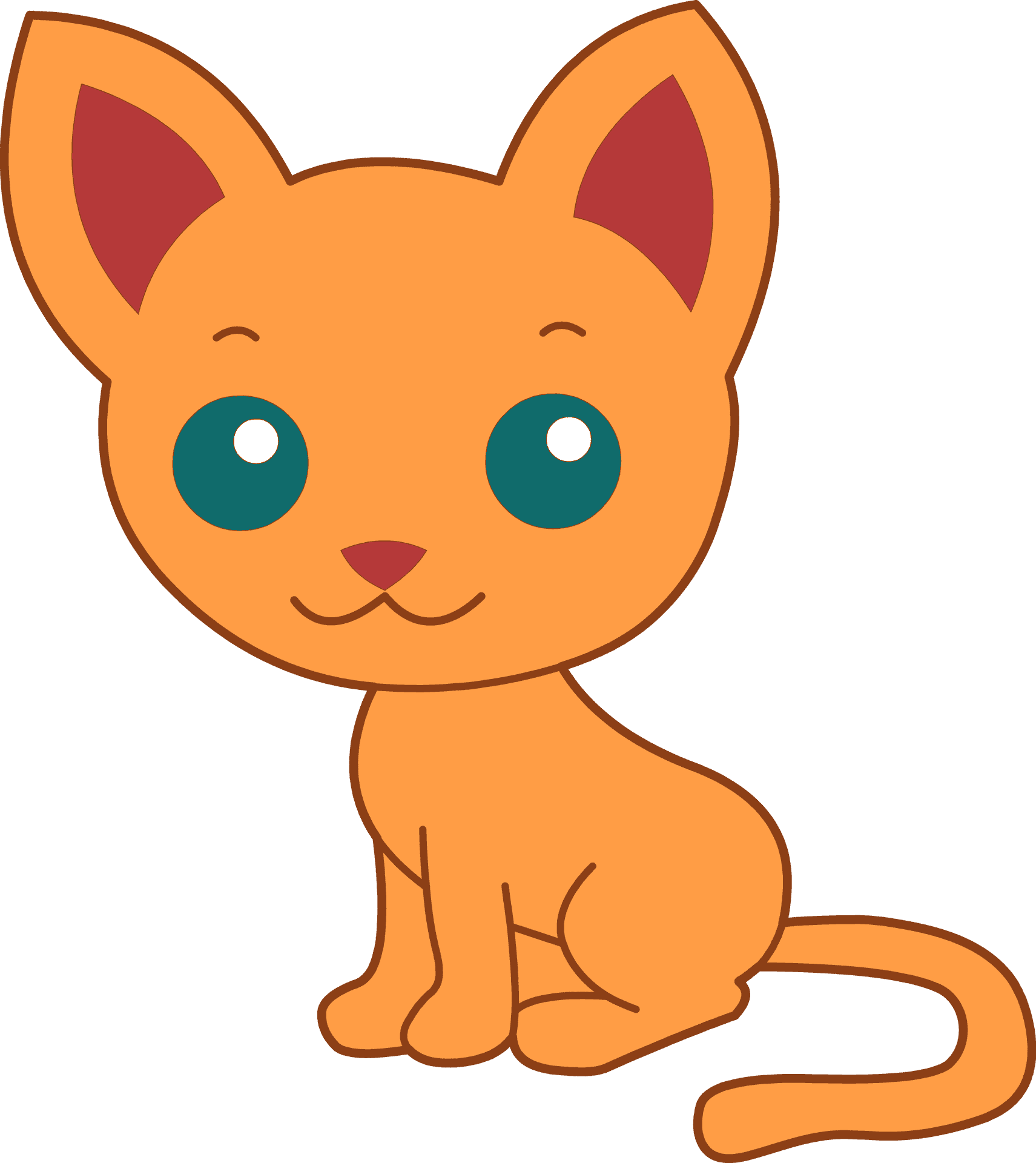 Cute Orange Cartoon Kitten PNG Image