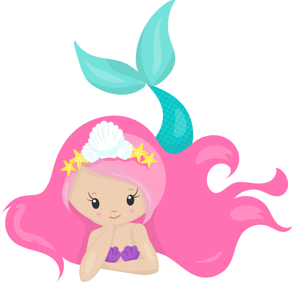 Cute Pink Mermaid Clipart PNG Image