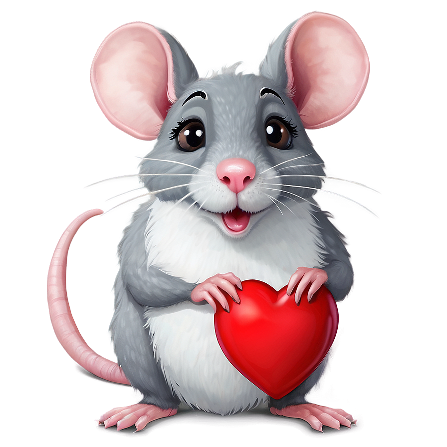 Cute Rat With Heart Png Mjt PNG Image