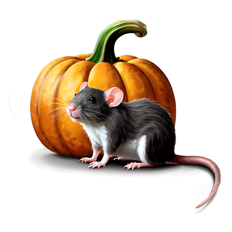 Cute Rat With Pumpkin Png Hvj PNG Image