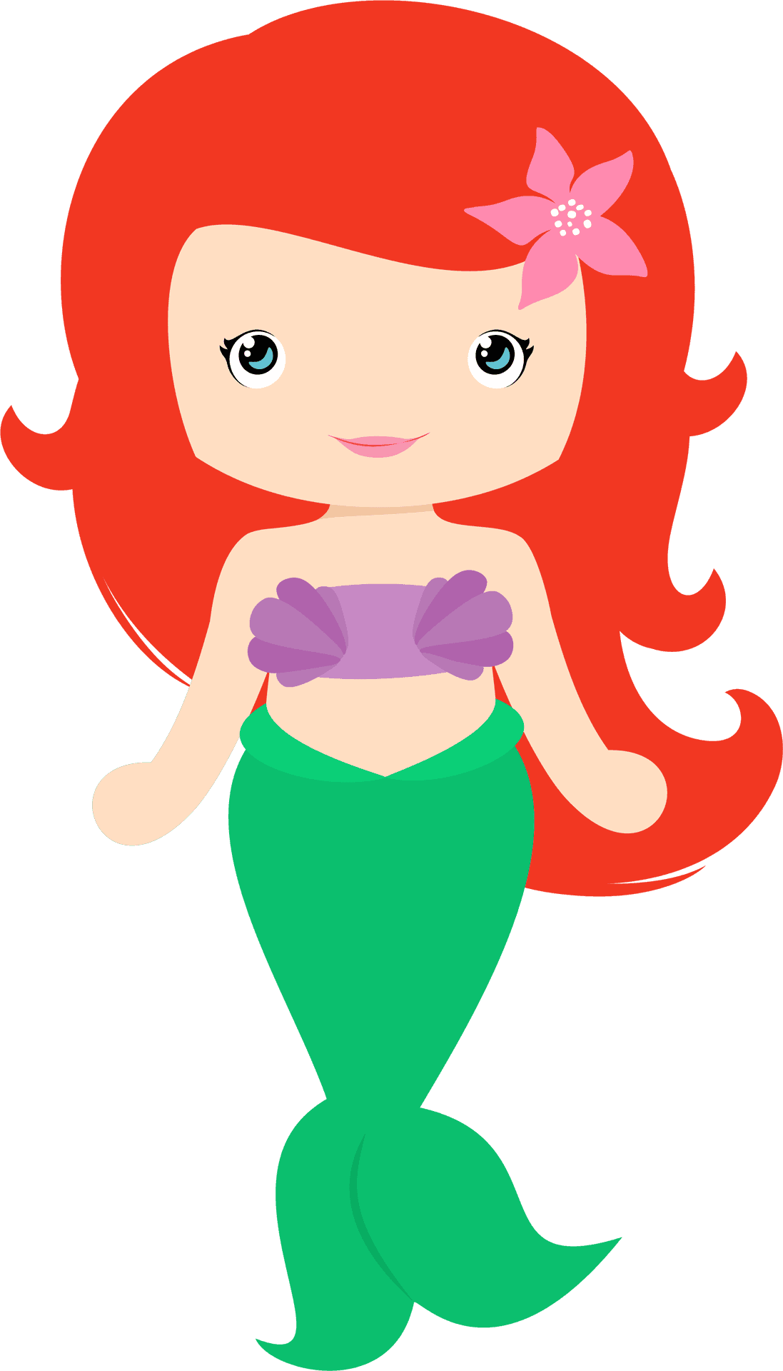 Cute Redheaded Mermaid Clipart PNG Image