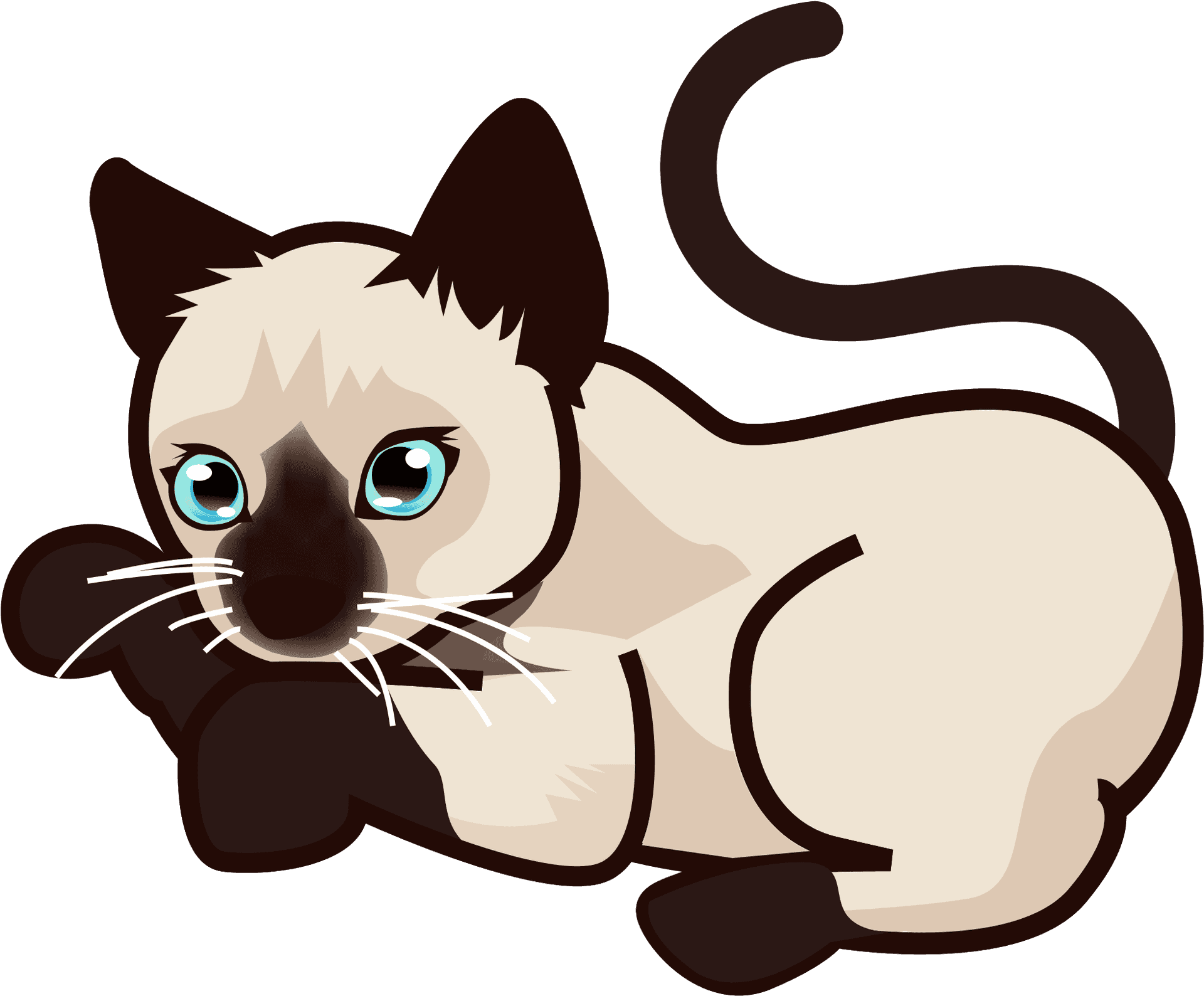 Cute Siamese Cat Cartoon PNG Image