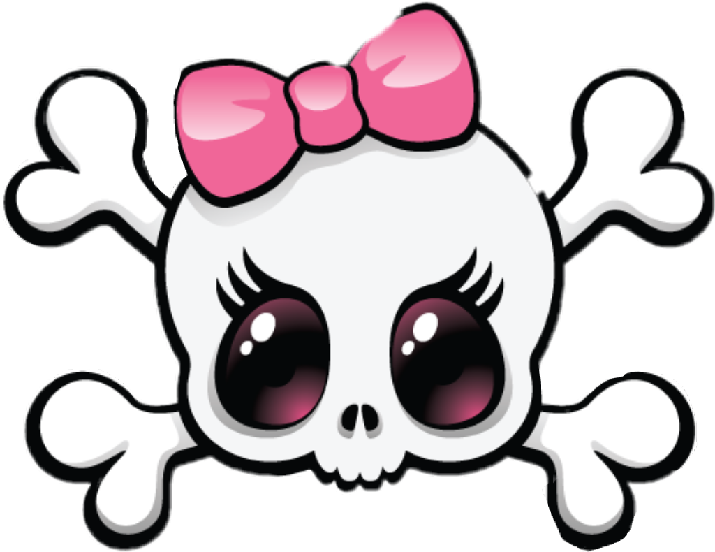 Cute Skullwith Pink Bow PNG Image