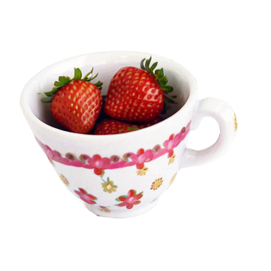 Cute Strawberry In Teacup Png Ltq90 PNG Image