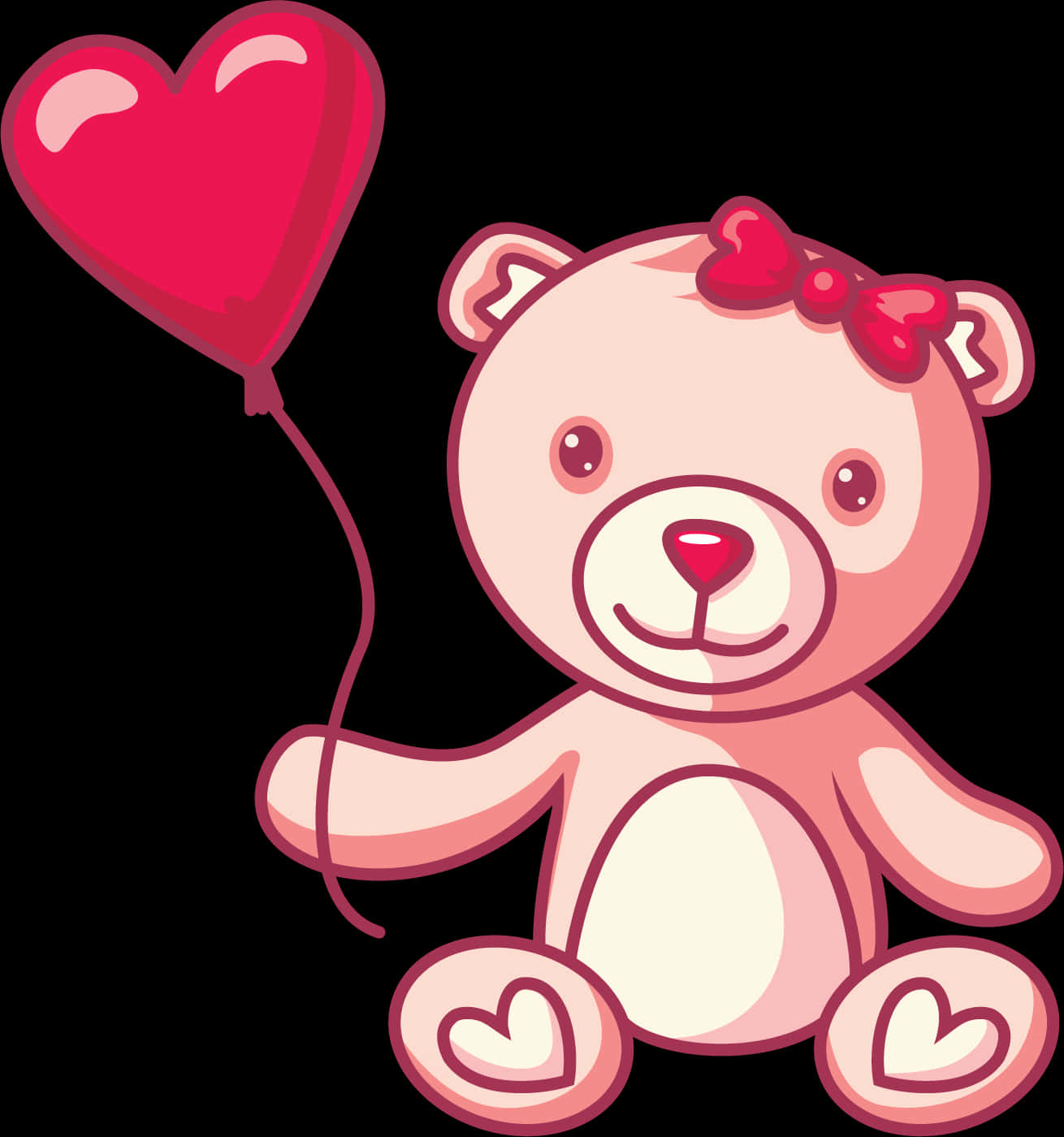 Cute Teddy Bear With Heart Balloon PNG Image