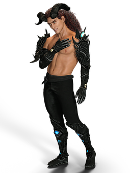 Cybernetic Horns Character Art PNG Image